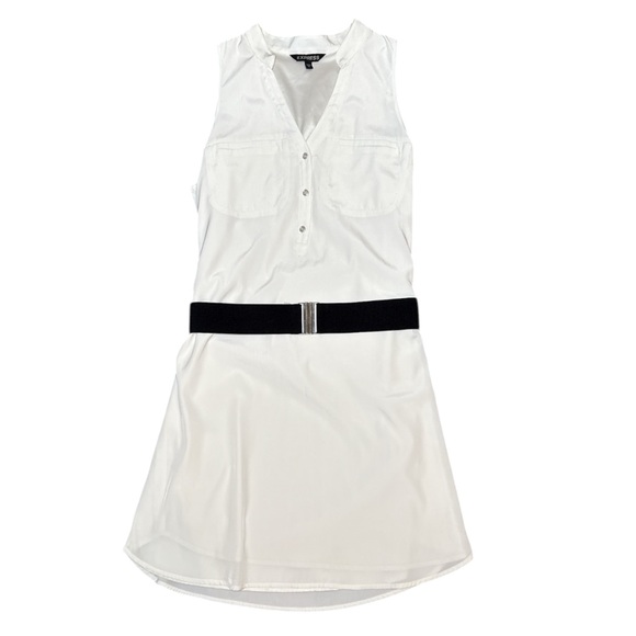 Express white dress with black belt size medium - Picture 1 of 9